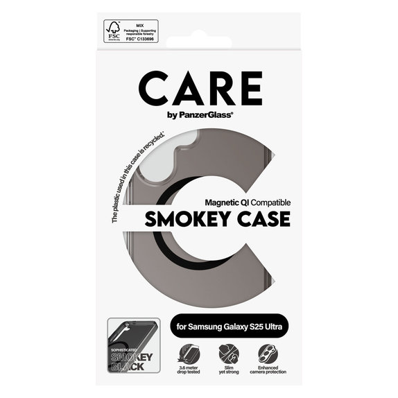Калъф Smokey с черно QI за Samsung Galaxy S25 Ultra, Черно, PanzerGlass
