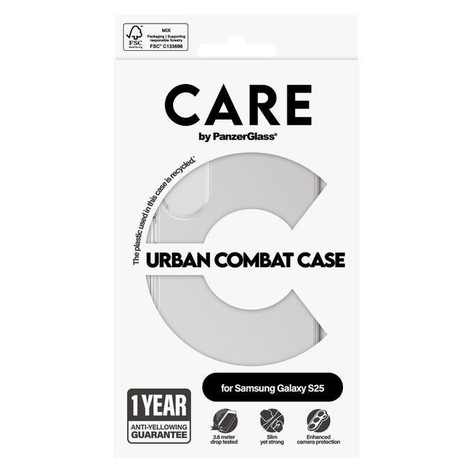 Калъф Urban Combat за Samsung Galaxy S25, Прозрачно, PanzerGlass
