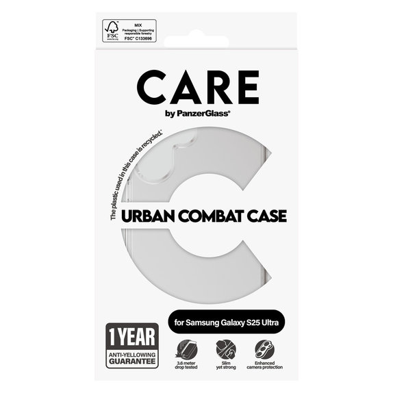 Калъф Urban Combat за Samsung Galaxy S25 Ultra, Прозрачно, PanzerGlass