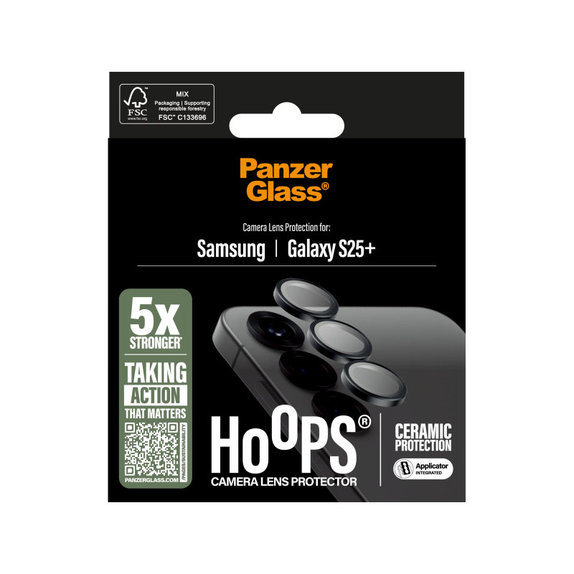 Протектор за обектив на задна камера Hoops Ceramic за Samsung S25+, Черно, PanzerGlass
