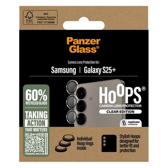 PanzerGlass - Защитен капак Hoops за обектива на камерата за Samsung Galaxy S25+, Transparent