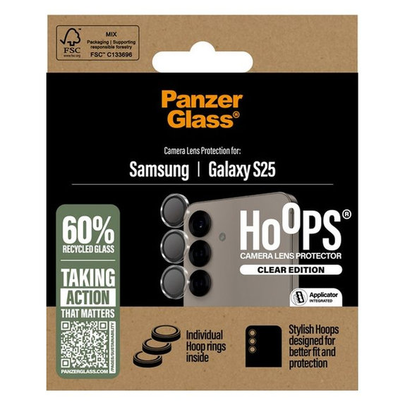 Протектор за обектив на задна камера Hoops за Samsung Galaxy S25, Прозрачен, PanzerGlass