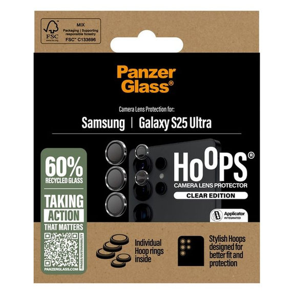 Протектор за обектив на задна камера Hoops за Samsung Galaxy S25 Ultra, Прозрачен, PanzerGlass