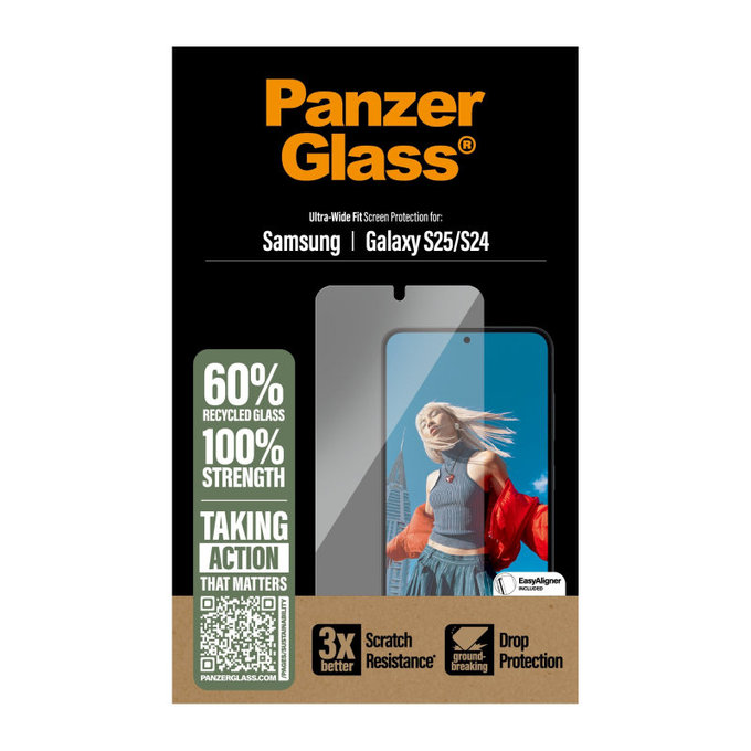 UWF закалено стъкло с апликатор за Samsung S25, Прозрачно, PanzerGlass