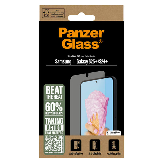 Закалено стъкло UWF All-in-One с апликатор за Samsung Galaxy S25+, Прозрачно, PanzerGlass