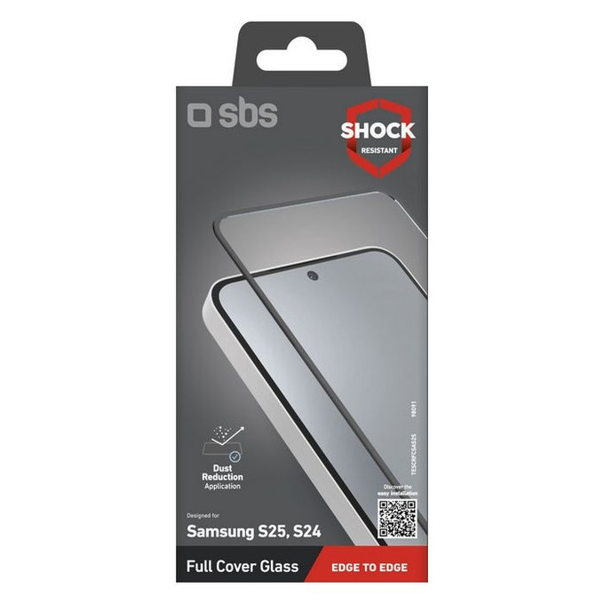 Закалено стъкло Full Cover за Samsung Galaxy S24 & S25, Черен, SBS