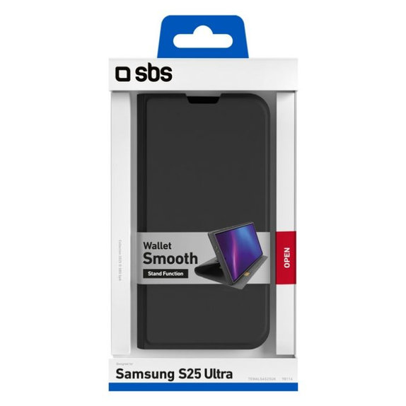 Калъф тип книга Wallet Smooth за Samsung Galaxy S25 Ultra, Черен, SBS