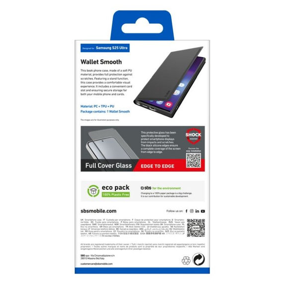 Калъф тип книга Wallet Smooth за Samsung Galaxy S25 Ultra, Черен, SBS