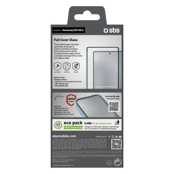 Закалено стъкло Full Cover за Samsung Galaxy S25 Ultra, Black, SBS