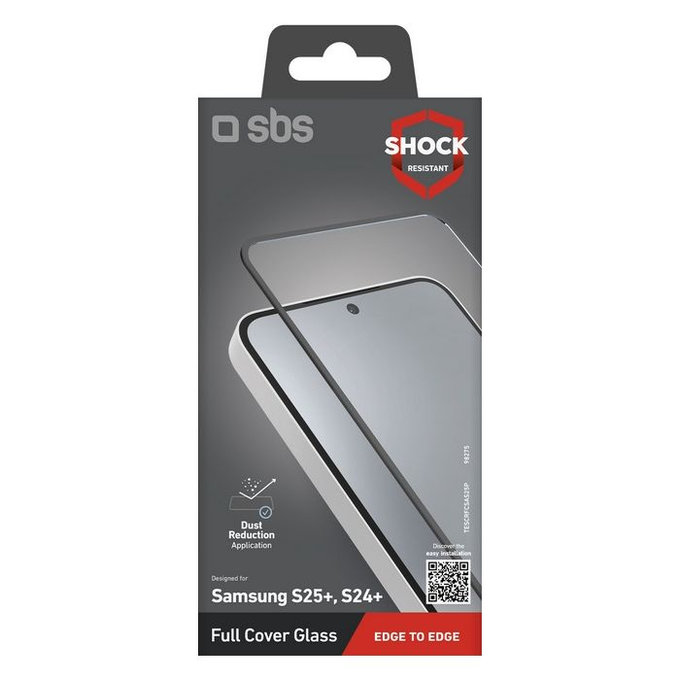 Закалено стъкло Full Cover за Samsung Galaxy S24+ & S25+, Черен, SBS