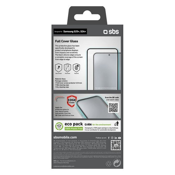 Закалено стъкло Full Cover за Samsung Galaxy S24+ & S25+, Черен, SBS