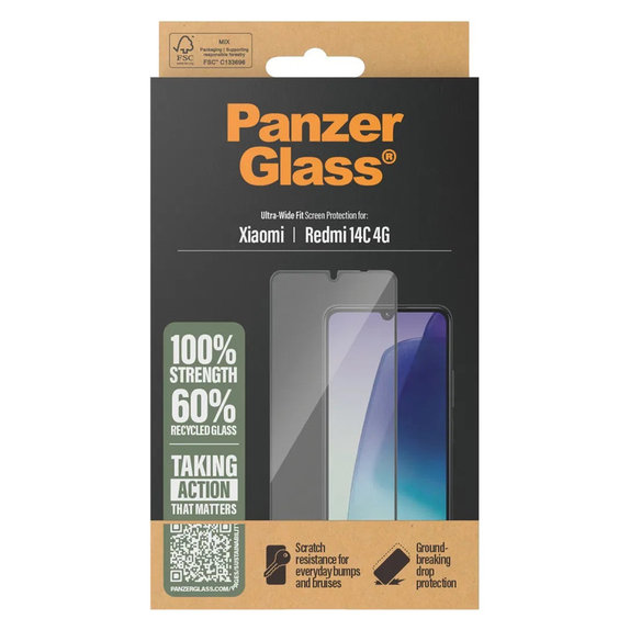 Закалено стъкло UWF за Xiaomi Redmi 14C 4G, Прозрачно, PanzerGlass