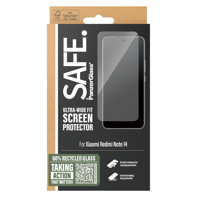 Закалено стъкло UWF за Xiaomi Redmi Note 14, Черно, SAFE by PanzerGlass