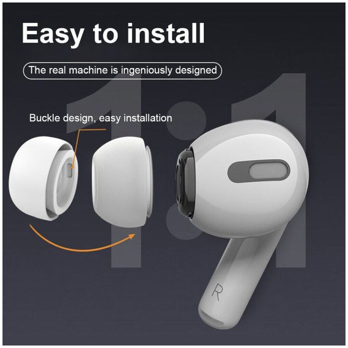 Накрайници за AirPods Pro, комплект 3 бр. (L, S, XS), Бял, FixPremium