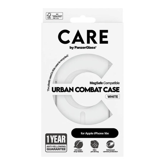 Калъф Urban Combat с MagSafe за iPhone 17e/16e, Бяло, CARE