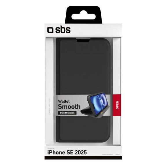 Калъф тип книга Wallet Smooth за iPhone 16e, Черен, SBS