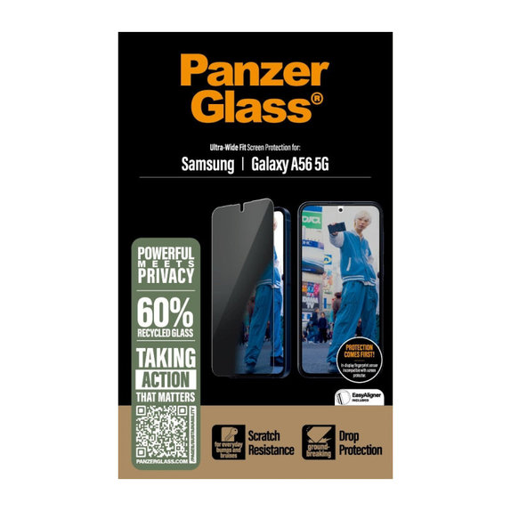 UWF Privacy закалено стъкло за Samsung A56 5G, Прозрачно, PanzerGlass