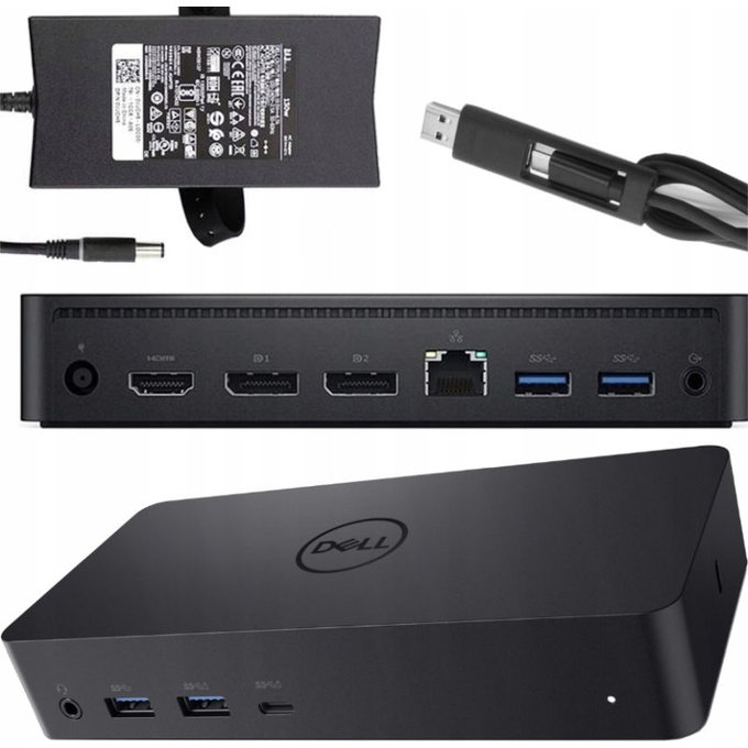 Докинг станция (USB-C) и 130W адаптер за Dell D6000, Refurbished