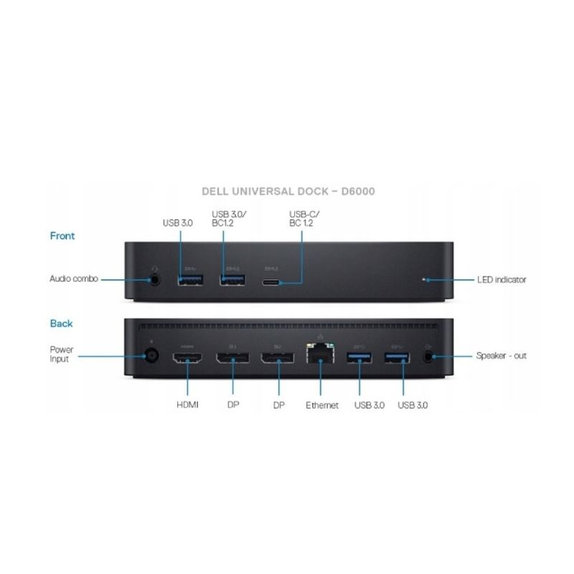 Докинг станция (USB-C) и 130W адаптер за Dell D6000, Refurbished