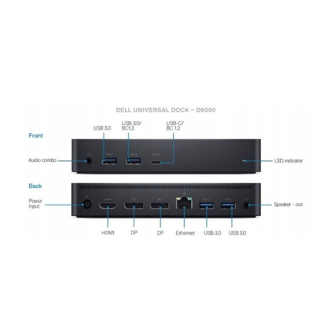 Докинг станция (USB-C) и 130W адаптер за Dell D6000, Refurbished