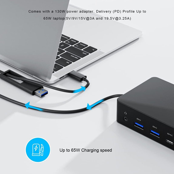 Докинг станция (USB-C) и 130W адаптер за Dell D6000, Refurbished