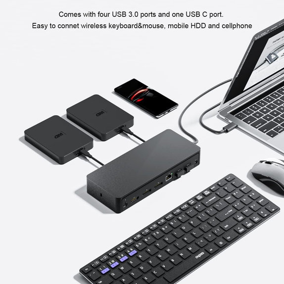 Докинг станция (USB-C) и 130W адаптер за Dell D6000, Refurbished