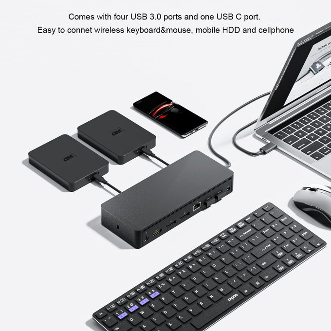 Докинг станция (USB-C) и 130W адаптер за Dell D6000, Refurbished