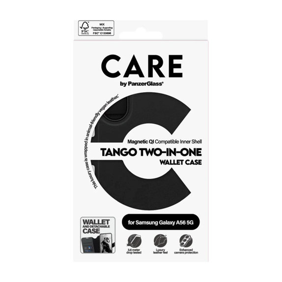 Калъф Wallet Tango Two-In-One за Samsung A56 5G, Черно, PanzerGlass
