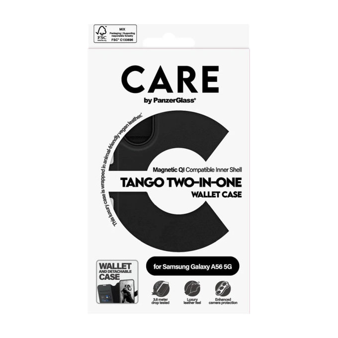 Калъф Wallet Tango Two-In-One за Samsung A56 5G, Черно, PanzerGlass