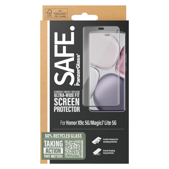 Закалено стъкло UWF за Honor X9c 5G/Magic7 Lite 5G, Черно, SAFE by PanzerGlass