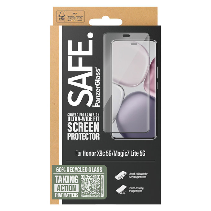 Закалено стъкло UWF за Honor X9c 5G/Magic7 Lite 5G, Черно, SAFE by PanzerGlass