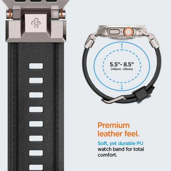Каишка Durapro Armor PU за Apple Watch (42, 44, 45, 49mm), Черен, Spigen
