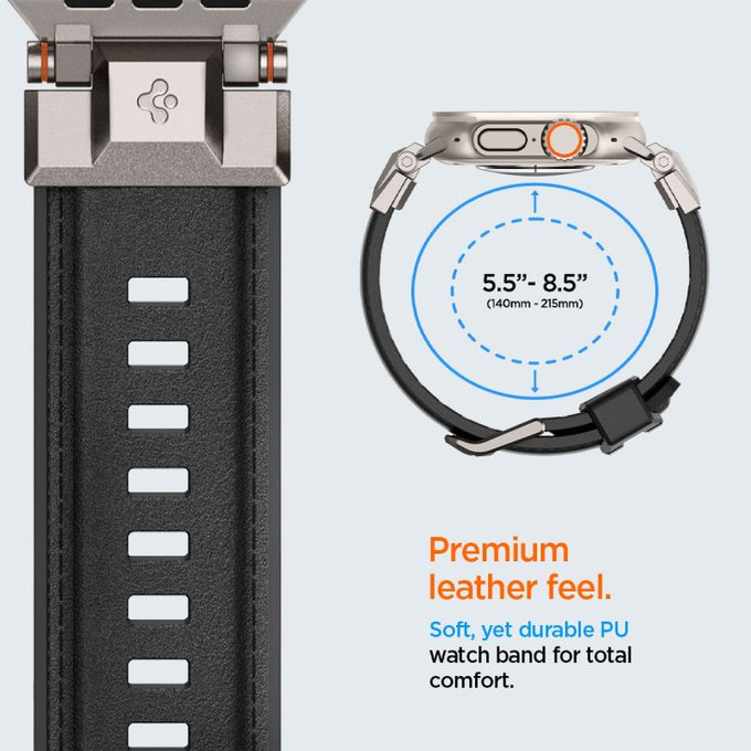 Каишка Durapro Armor PU за Apple Watch (42, 44, 45, 49mm), Черен, Spigen