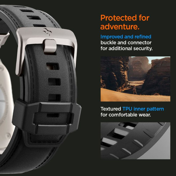 Каишка Durapro Armor PU за Apple Watch (42, 44, 45, 49mm), Черен, Spigen