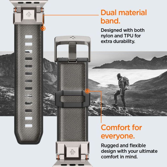 Каишка Durapro Armor за Apple Watch (42, 44, 45, 49mm), Сив, Spigen