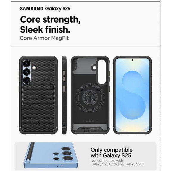 Case Core Armor with MagSafe for Samsung Galaxy S25, Matte Black, Spigen