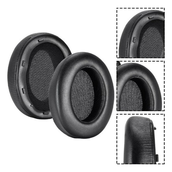 Резервни възглавнички за уши за Sony WH-XB910N, Мемори пяна и PU кожа, Черен, 1 чифт