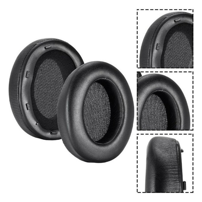 Резервни възглавнички за уши за Sony WH-XB910N, Мемори пяна и PU кожа, Черен, 1 чифт