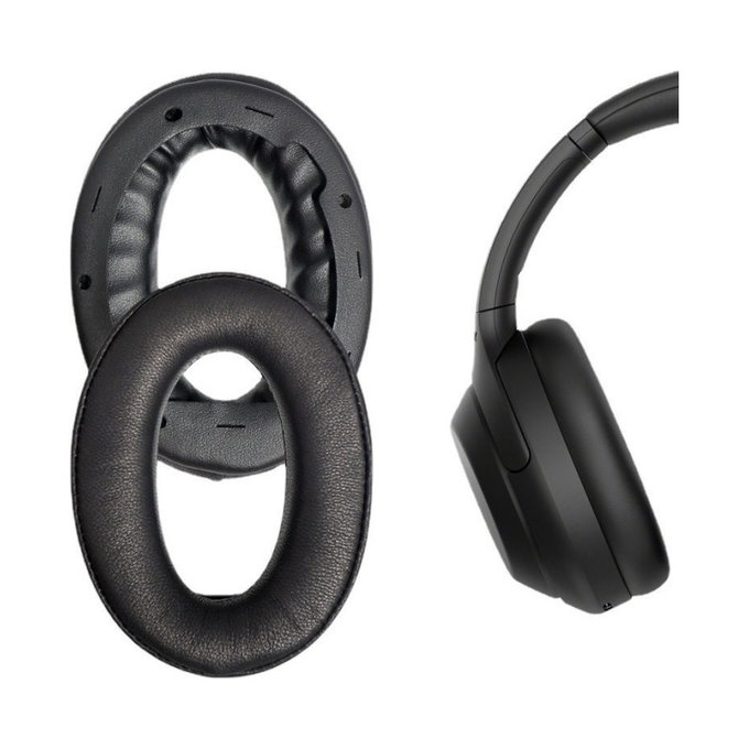 Резервни възглавнички за уши за Sony WH-1000XM4, Мемори пяна и PU кожа, Черен, 1 чифт