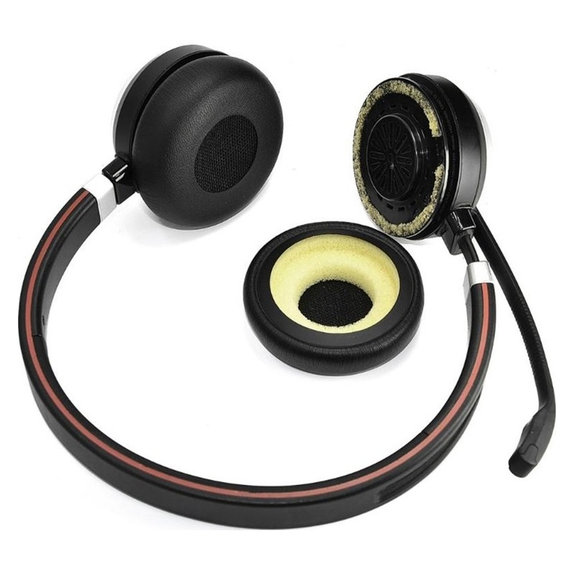 Резервни възглавнички за уши за Jabra Evolve 20, 30, 40, PU кожа, Черен, 1 чифт