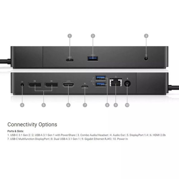 Докинг станция (USB-C) и 130W адаптер за Dell WD19 K20A001, Refurbished