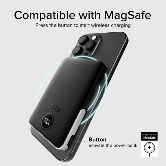 PowerBank 5000mAh, 20W, Power Delivery, Mag Stand, Черен, SBS