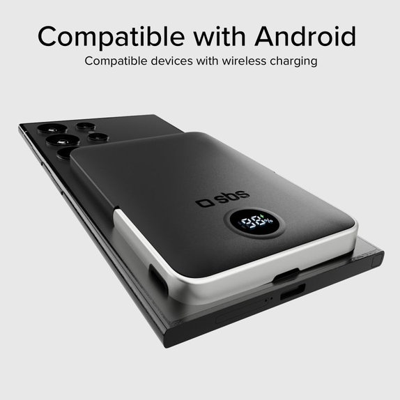 PowerBank 5000mAh, 20W, Power Delivery, Mag Stand, Черен, SBS