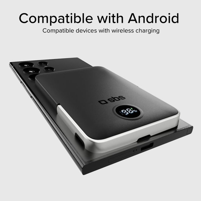 PowerBank 5000mAh, 20W, Power Delivery, Mag Stand, Черен, SBS