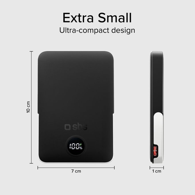 PowerBank 5000mAh, 20W, Power Delivery, Mag Stand, Черен, SBS