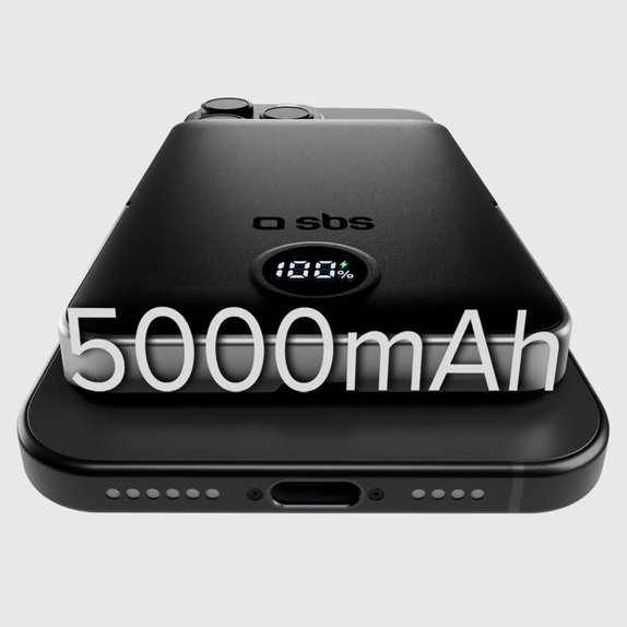 PowerBank 5000mAh, 20W, Power Delivery, Mag Stand, Черен, SBS