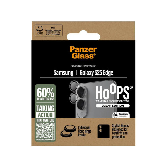 Протектор за обектив на камера Hoops за Samsung S25 Edge, Прозрачно, PanzerGlass