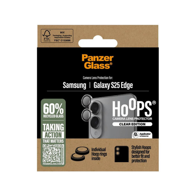 Протектор за обектив на камера Hoops за Samsung S25 Edge, Прозрачно, PanzerGlass