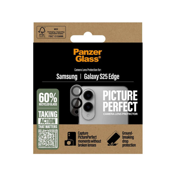 Протектор за обектив на камера PicturePerfect за Samsung S25 Edge, Черно, PanzerGlass