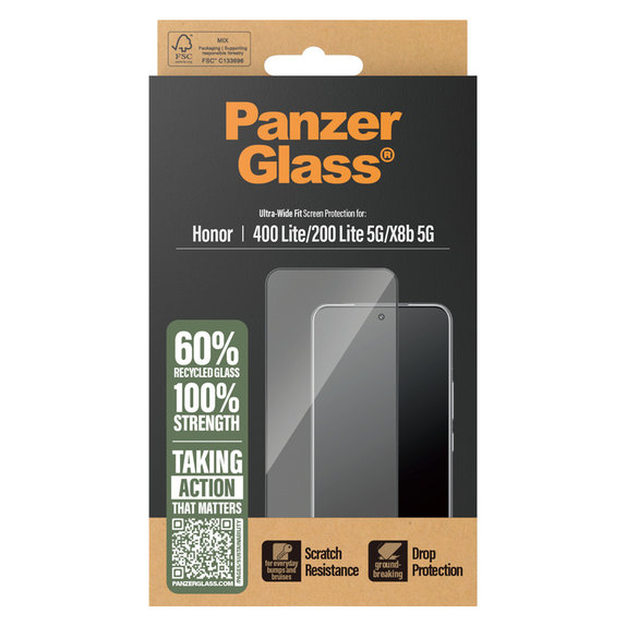 Закалено стъкло UWF за Honor 400 Lite, Черно, PanzerGlass